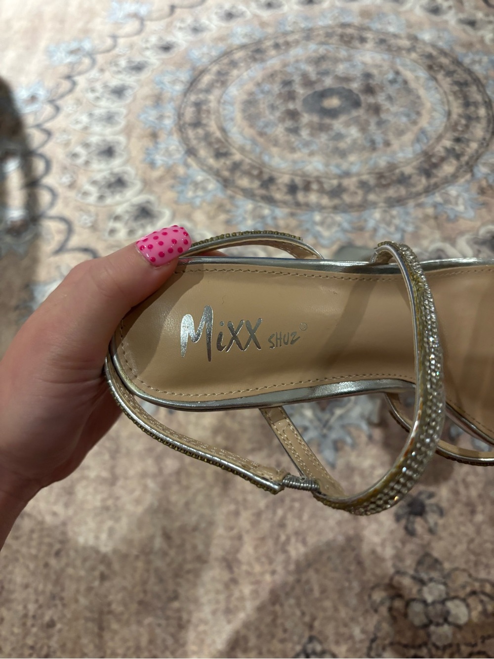 Mixx Shuz Gold Strappy Rhinestone Heels - Picture 3 of 4